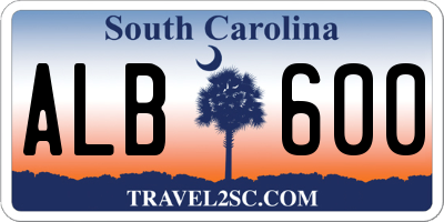 SC license plate ALB600