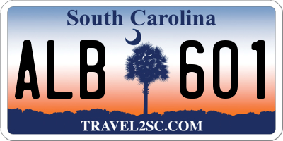 SC license plate ALB601