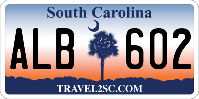 SC license plate ALB602