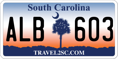 SC license plate ALB603