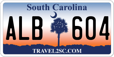 SC license plate ALB604