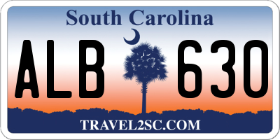SC license plate ALB630