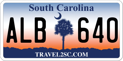 SC license plate ALB640