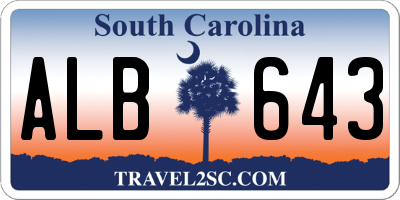 SC license plate ALB643
