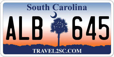 SC license plate ALB645