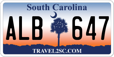 SC license plate ALB647