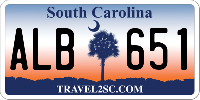 SC license plate ALB651