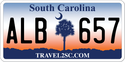 SC license plate ALB657