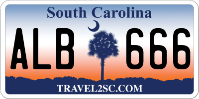SC license plate ALB666