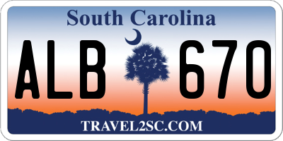 SC license plate ALB670
