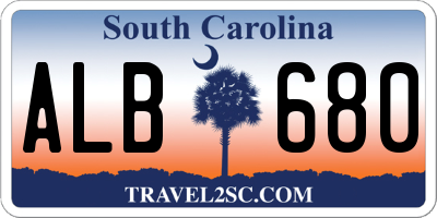 SC license plate ALB680