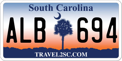 SC license plate ALB694