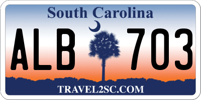 SC license plate ALB703