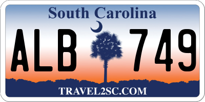 SC license plate ALB749