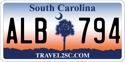 SC license plate ALB794