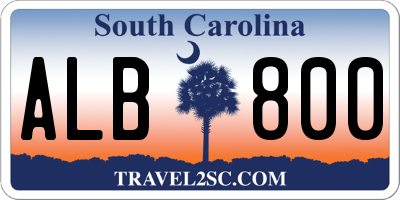 SC license plate ALB800