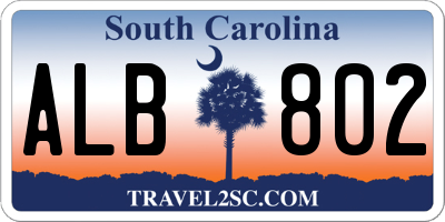 SC license plate ALB802