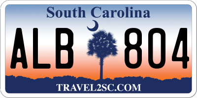 SC license plate ALB804