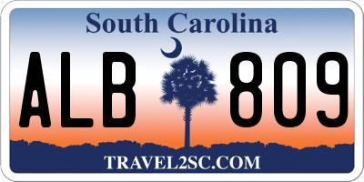 SC license plate ALB809