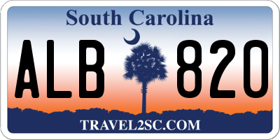 SC license plate ALB820