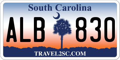 SC license plate ALB830