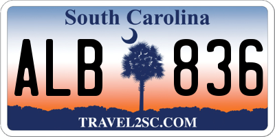 SC license plate ALB836