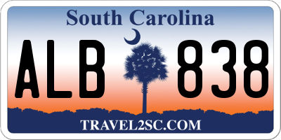 SC license plate ALB838
