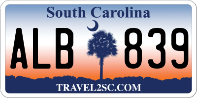 SC license plate ALB839