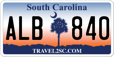 SC license plate ALB840