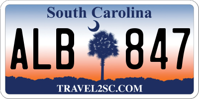 SC license plate ALB847