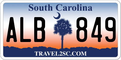 SC license plate ALB849