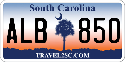 SC license plate ALB850