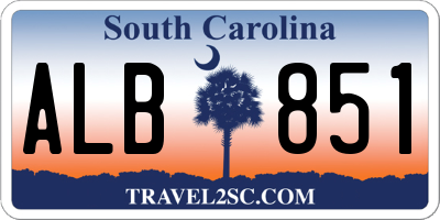 SC license plate ALB851