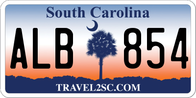 SC license plate ALB854