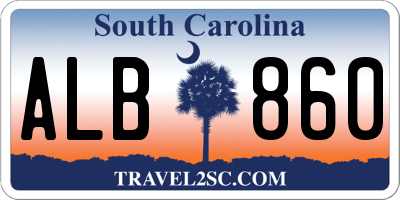 SC license plate ALB860