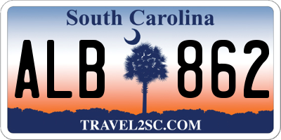 SC license plate ALB862