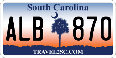 SC license plate ALB870