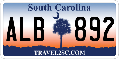 SC license plate ALB892
