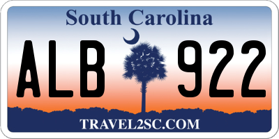 SC license plate ALB922