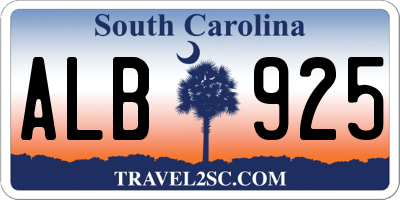 SC license plate ALB925
