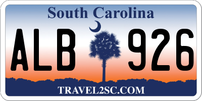 SC license plate ALB926