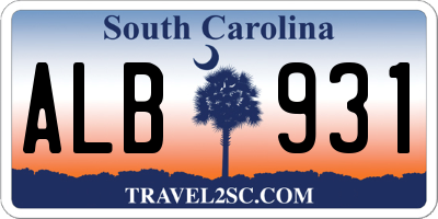 SC license plate ALB931