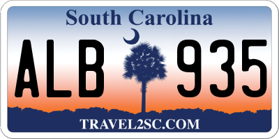 SC license plate ALB935