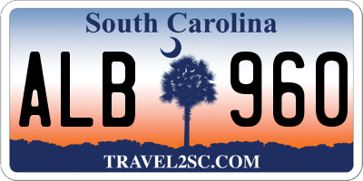 SC license plate ALB960
