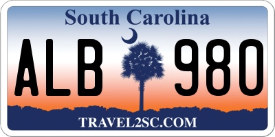 SC license plate ALB980