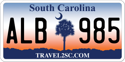 SC license plate ALB985