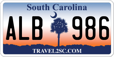 SC license plate ALB986