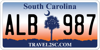 SC license plate ALB987