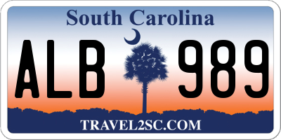 SC license plate ALB989