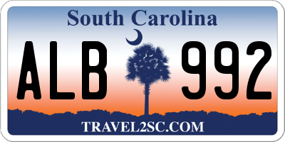 SC license plate ALB992